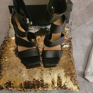 Beautiful Black Leather Strappy Heels